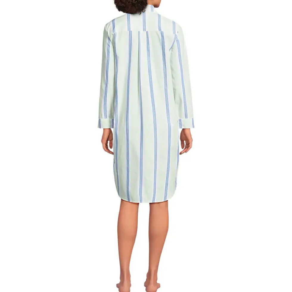 Women's Cotton Poplin Long Sleeve Sleepshirt Nightgown