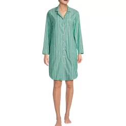 Women's Cotton Poplin Long Sleeve Sleepshirt Nightgown