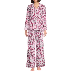 Women's Cotton Poplin 2 Piece Pajama Set - Long Sleeve Top and Pants