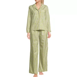 Women's Cotton Poplin 2 Piece Pajama Set - Long Sleeve Top and Pants