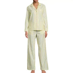 Women's Cotton Poplin 2 Piece Pajama Set - Long Sleeve Top and Pants