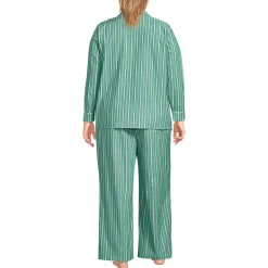 Women's Cotton Poplin 2 Piece Pajama Set - Long Sleeve Top and Pants