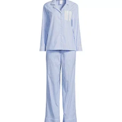 Women's Cotton Poplin 2 Piece Pajama Set - Long Sleeve Top and Pants