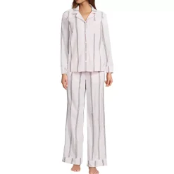 Women's Cotton Poplin 2 Piece Pajama Set - Long Sleeve Top and Pants