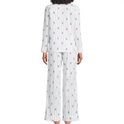 Women's Cotton Poplin 2 Piece Pajama Set - Long Sleeve Top and Pants
