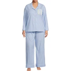 Women's Cotton Poplin 2 Piece Pajama Set - Long Sleeve Top and Pants