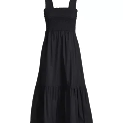 Women's Cotton Poplin Ruffle Smocked Dress