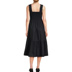 Women's Cotton Poplin Ruffle Smocked Dress