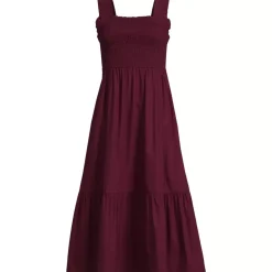 Women's Cotton Poplin Ruffle Smocked Dress
