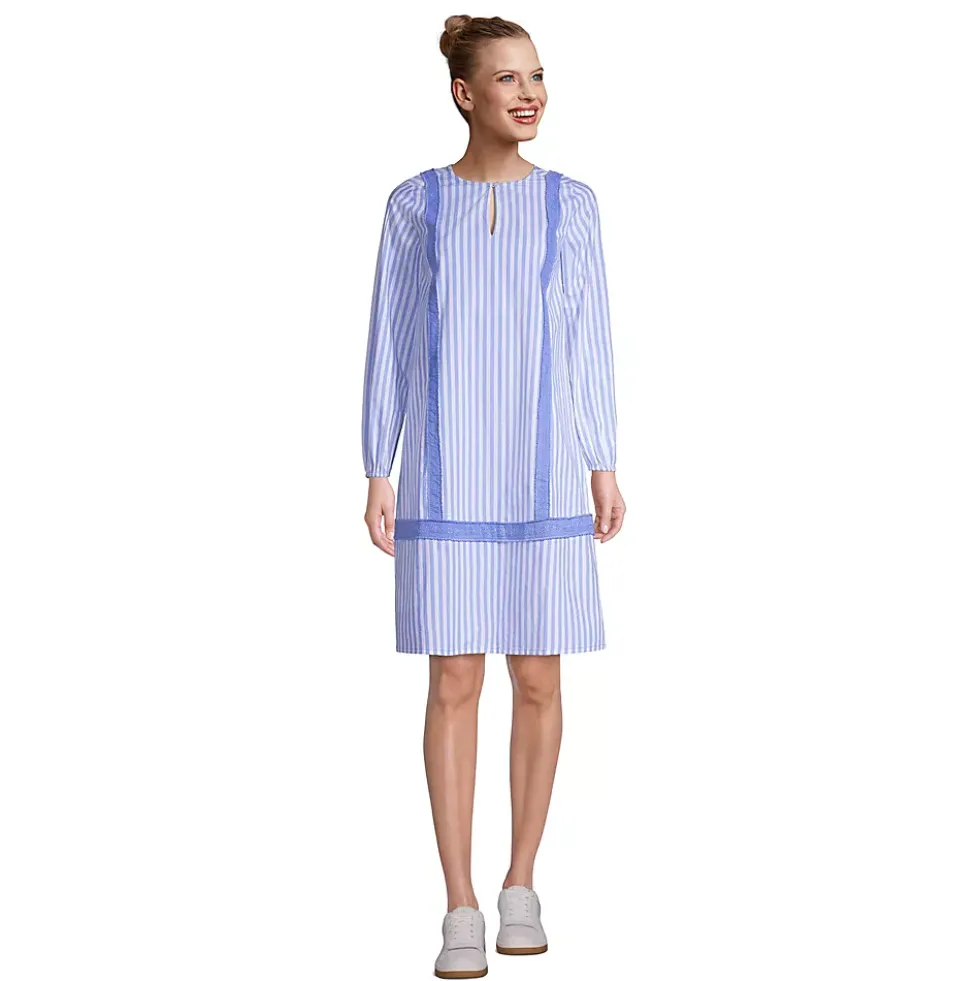 Women's Cotton Poplin Split Neck Dress