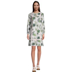 Women's Cotton Poplin Split Neck Dress