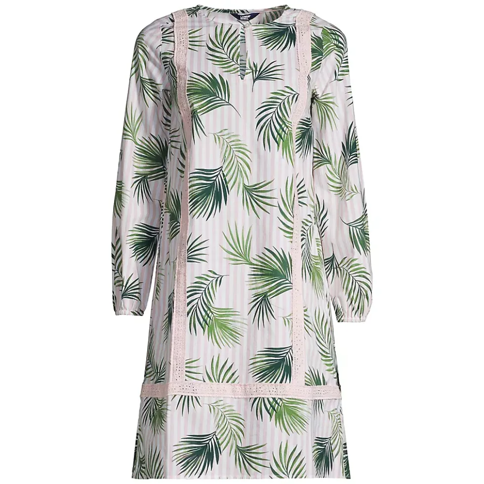 Women's Cotton Poplin Split Neck Dress