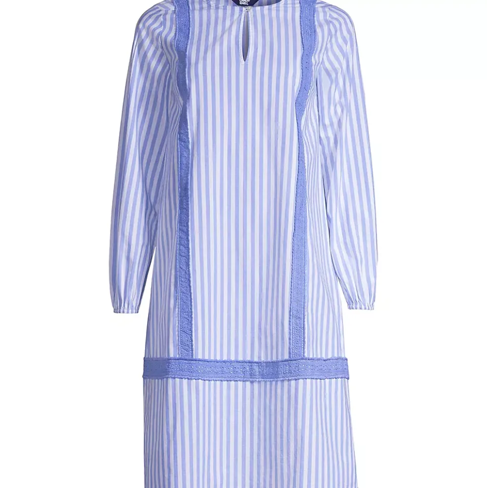 Women's Cotton Poplin Split Neck Dress