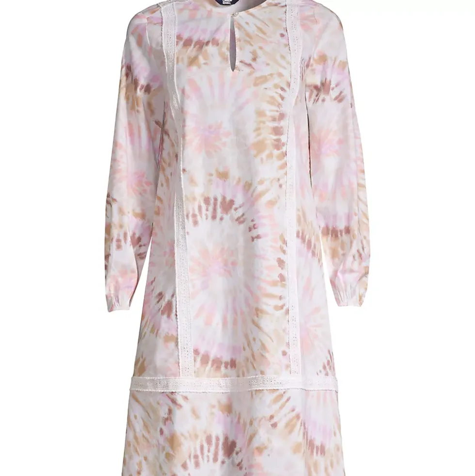 Women's Cotton Poplin Split Neck Dress