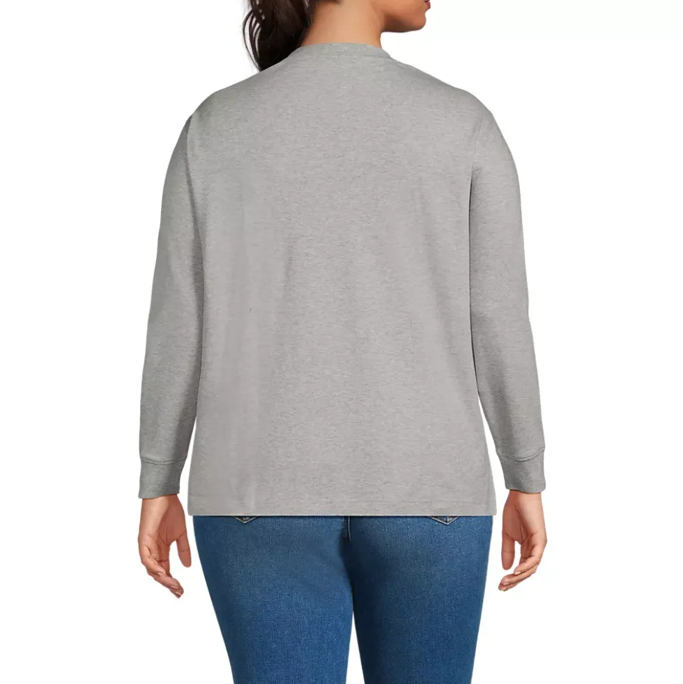 Women's Cotton Relaxed Long Sleeve Crew Neck