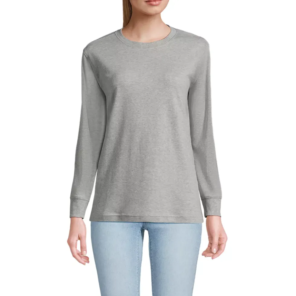 Women's Cotton Relaxed Long Sleeve Crew Neck