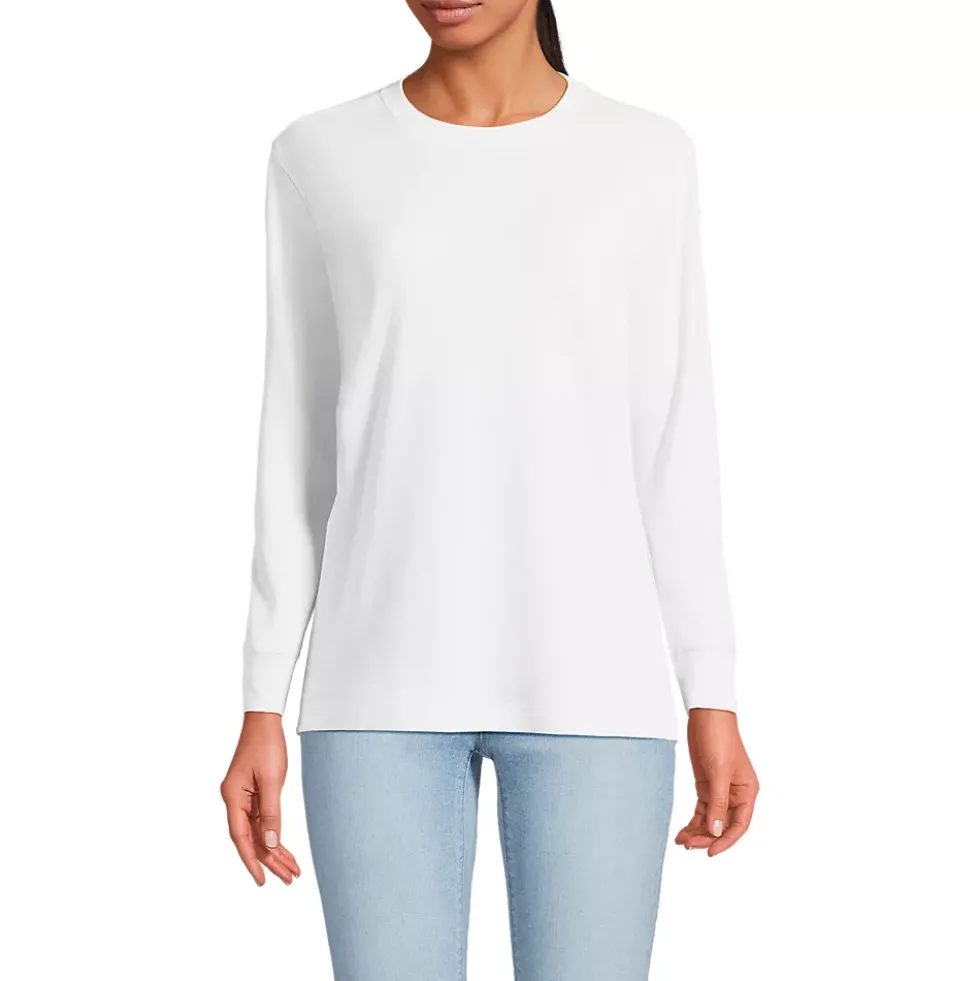Women's Cotton Relaxed Long Sleeve Crew Neck
