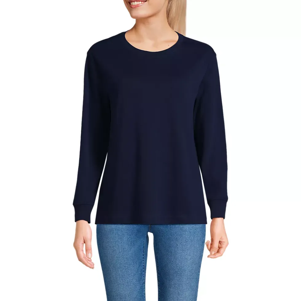 Women's Cotton Relaxed Long Sleeve Crew Neck