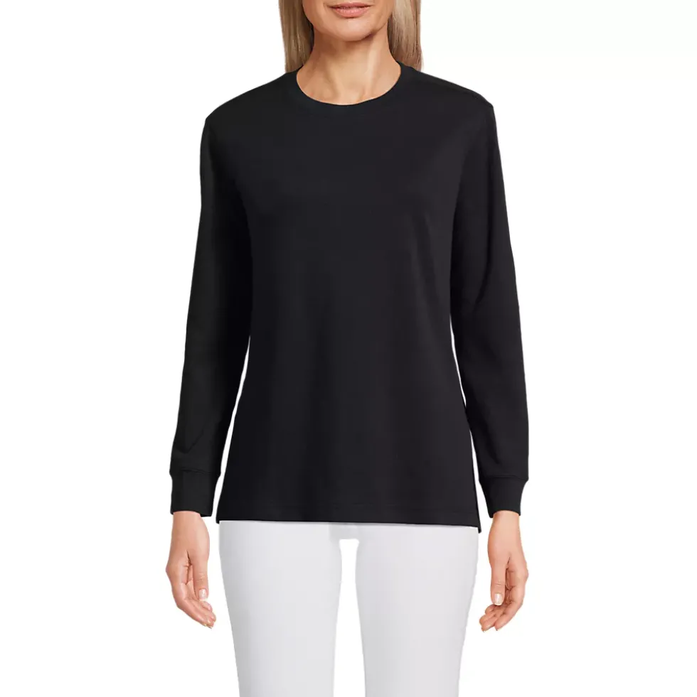Women's Cotton Relaxed Long Sleeve Crew Neck