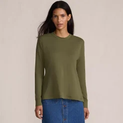 Women's Cotton Relaxed Long Sleeve Crew Neck