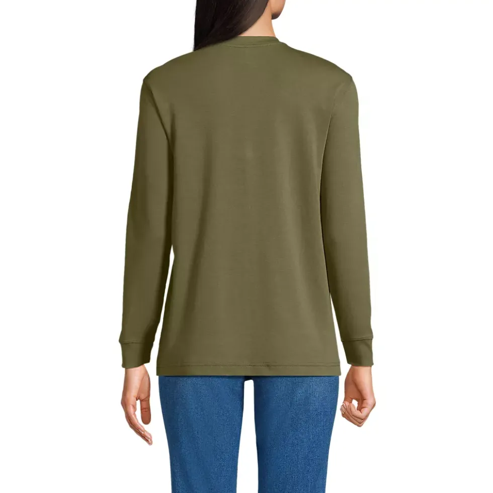 Women's Cotton Relaxed Long Sleeve Crew Neck