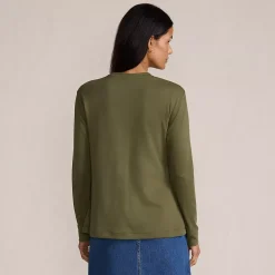 Women's Cotton Relaxed Long Sleeve Crew Neck