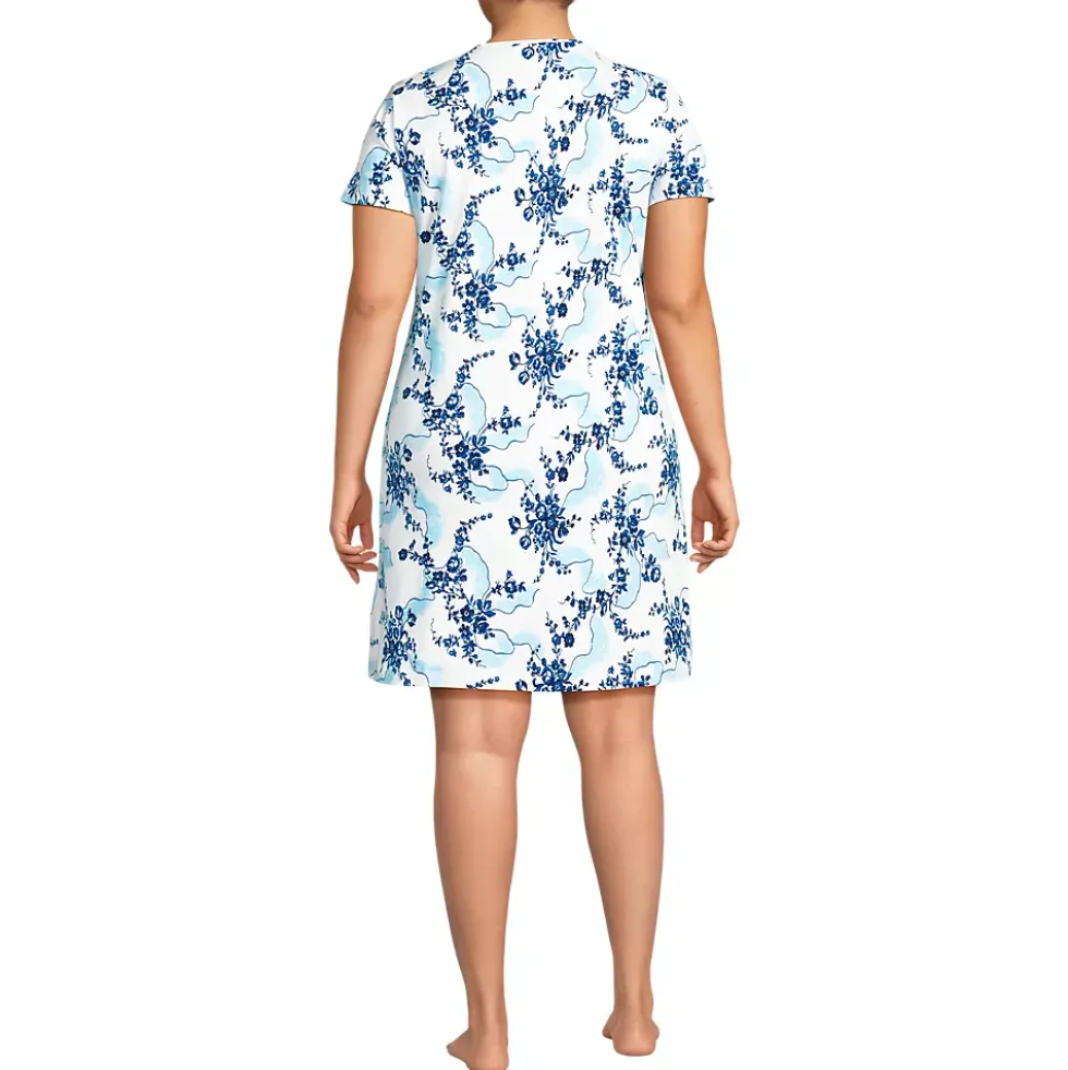 Women's Cotton Short Sleeve Knee Length Nightgown