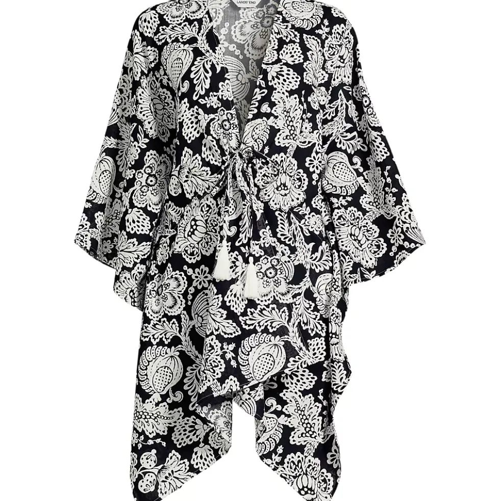 Women's Cotton Tie Front Kimono Cover Up