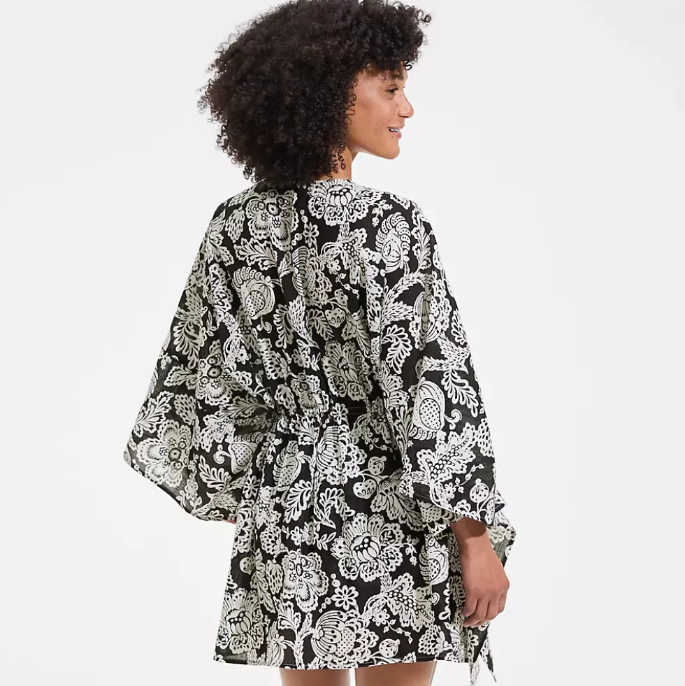 Women's Cotton Tie Front Kimono Cover Up