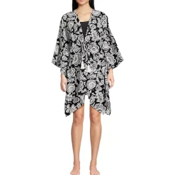 Women's Cotton Tie Front Kimono Cover Up
