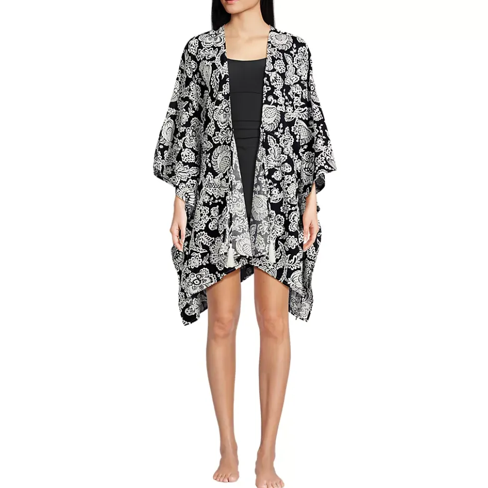 Women's Cotton Tie Front Kimono Cover Up