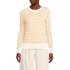 Women's Cotton Viscose Button Shoulder Modern Crew Sweater