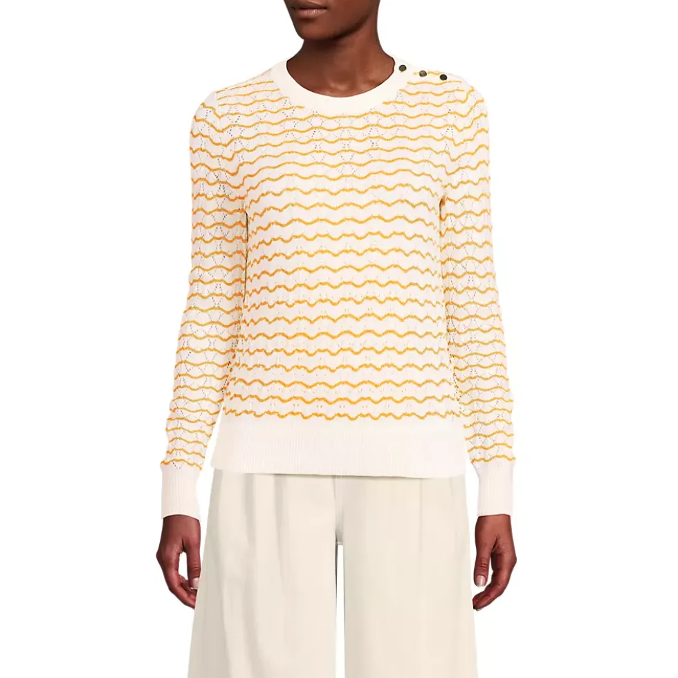 Women's Cotton Viscose Button Shoulder Modern Crew Sweater