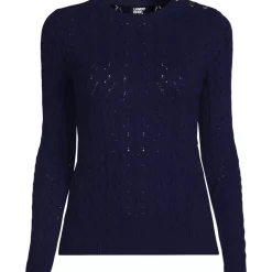 Women's Cotton Viscose Button Shoulder Modern Crew Sweater
