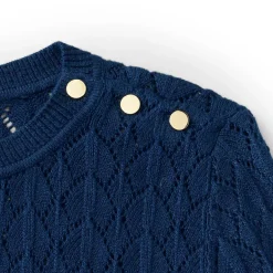 Women's Cotton Viscose Button Shoulder Modern Crew Sweater