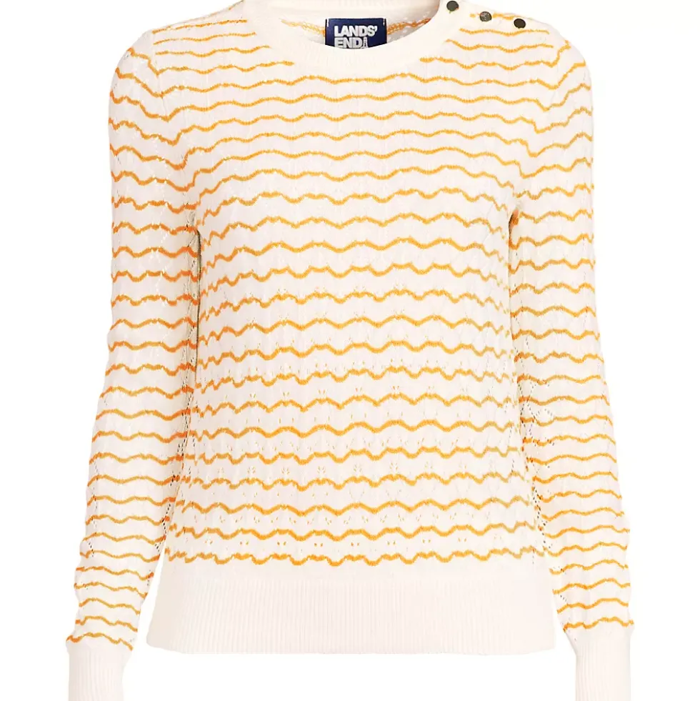 Women's Cotton Viscose Button Shoulder Modern Crew Sweater