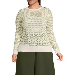 Women's Cotton Viscose Button Shoulder Modern Crew Sweater