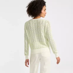 Women's Cotton Viscose Button Shoulder Modern Crew Sweater
