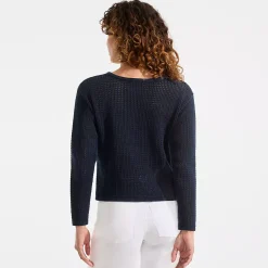 Women's Cotton Viscose Mesh Jacquard Crew Neck Sweater