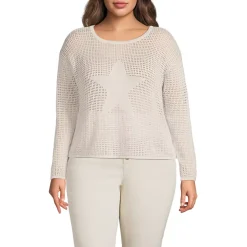 Women's Cotton Viscose Mesh Jacquard Crew Neck Sweater