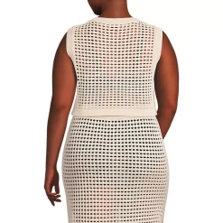 Women's Cotton Viscose Open Knit Sleeveless Scoop Neck Top Cover Up