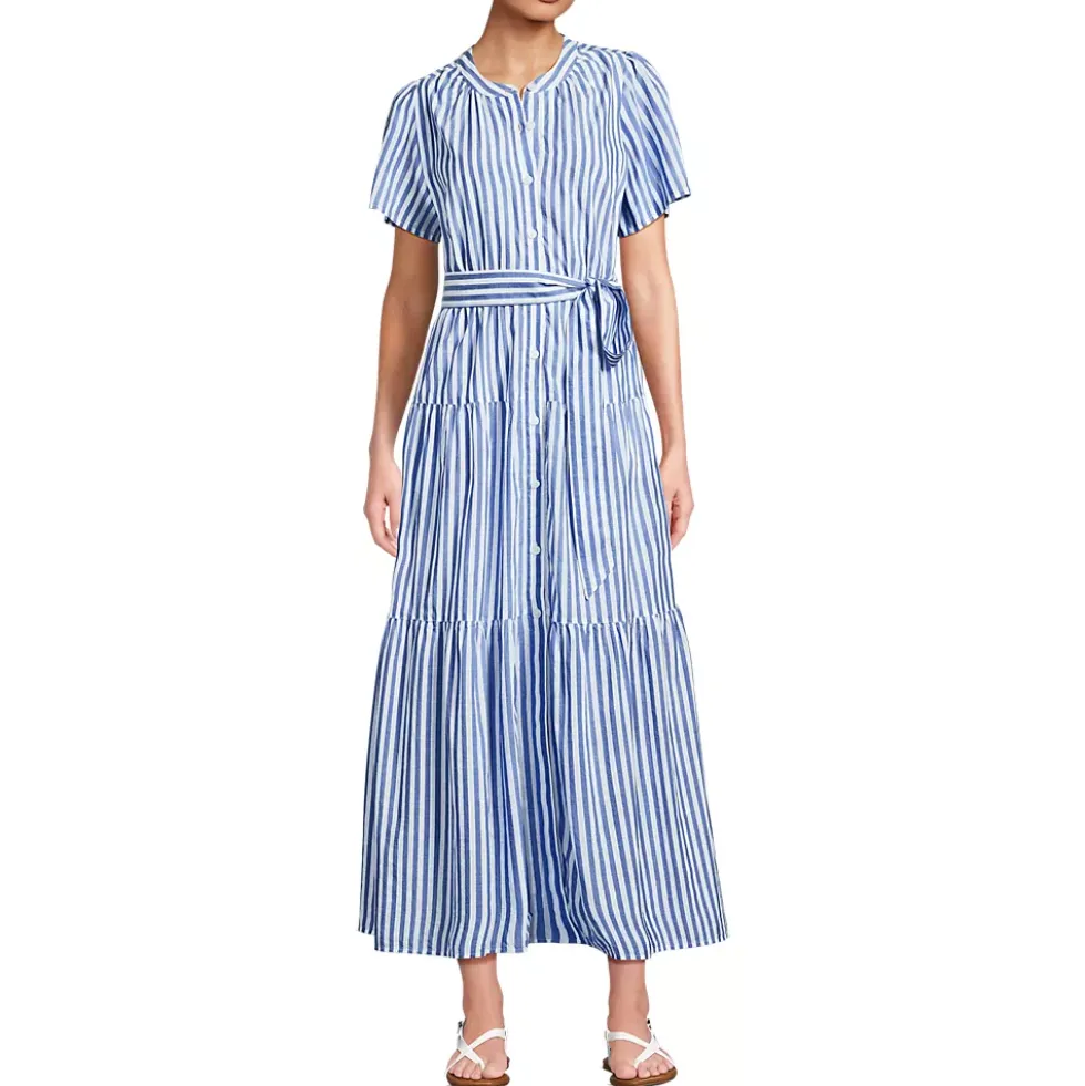 Women's Cotton Voile Button Front Maxi Dress