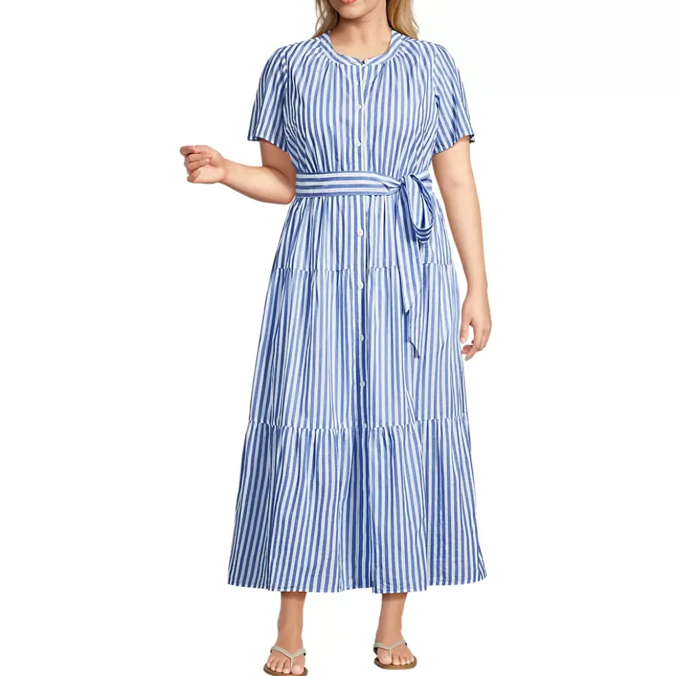 Women's Cotton Voile Button Front Maxi Dress