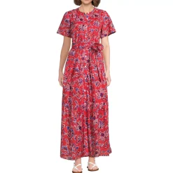 Women's Cotton Voile Button Front Maxi Dress