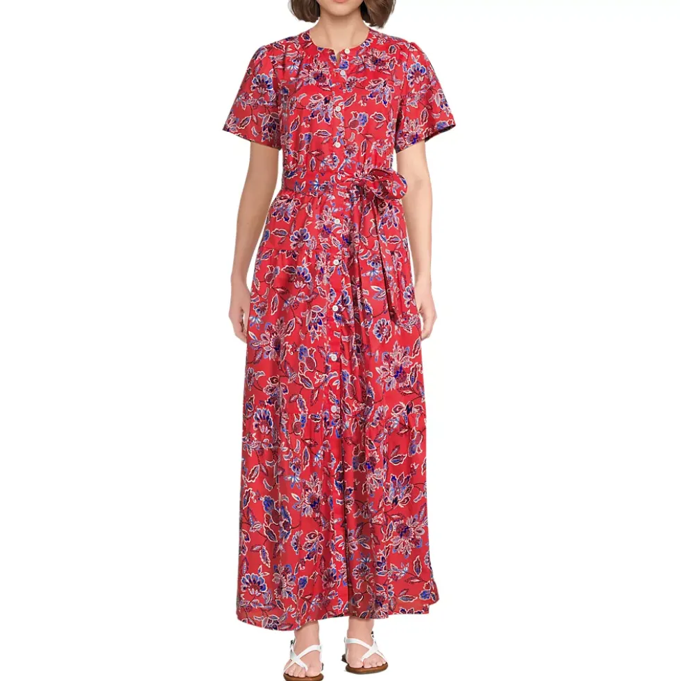 Women's Cotton Voile Button Front Maxi Dress