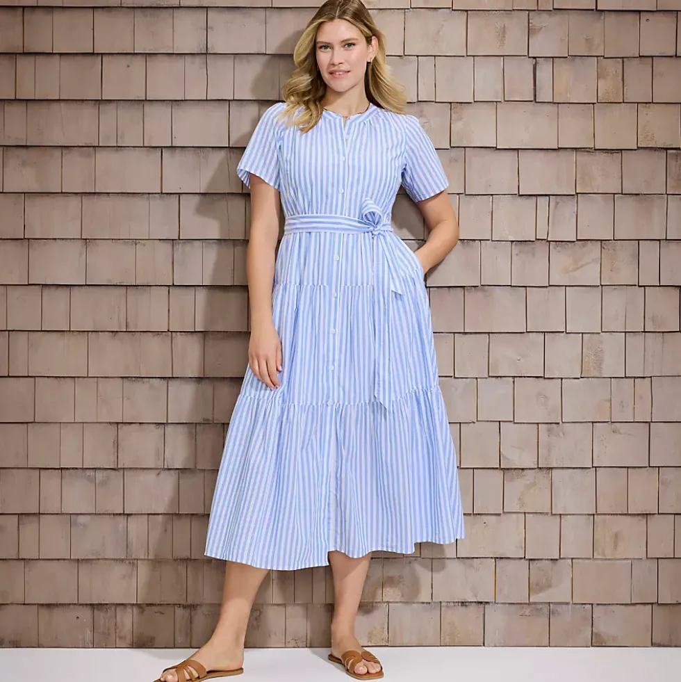 Women's Cotton Voile Button Front Maxi Dress