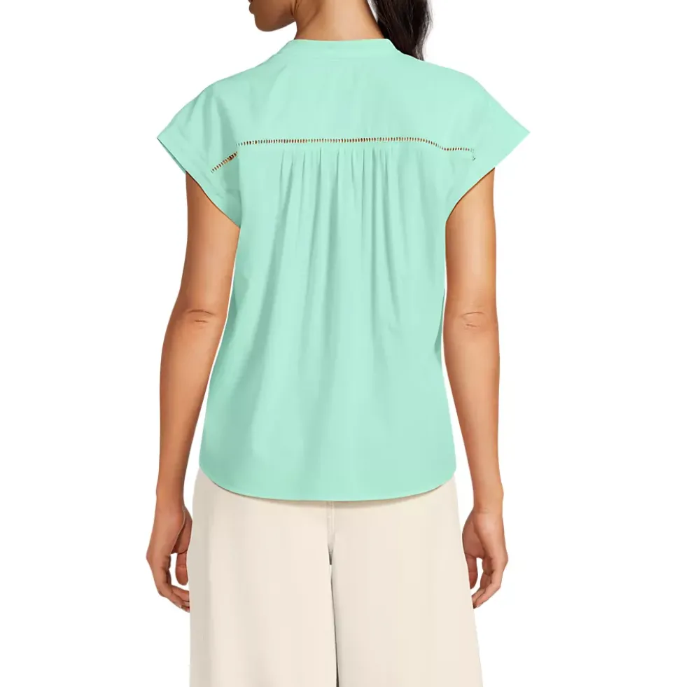 Women's Cotton Voile Drop Shoulder Short Sleeve Top