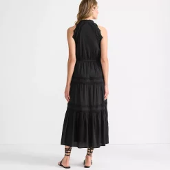 Women's Cotton Voile Halter Tiered Maxi Dress
