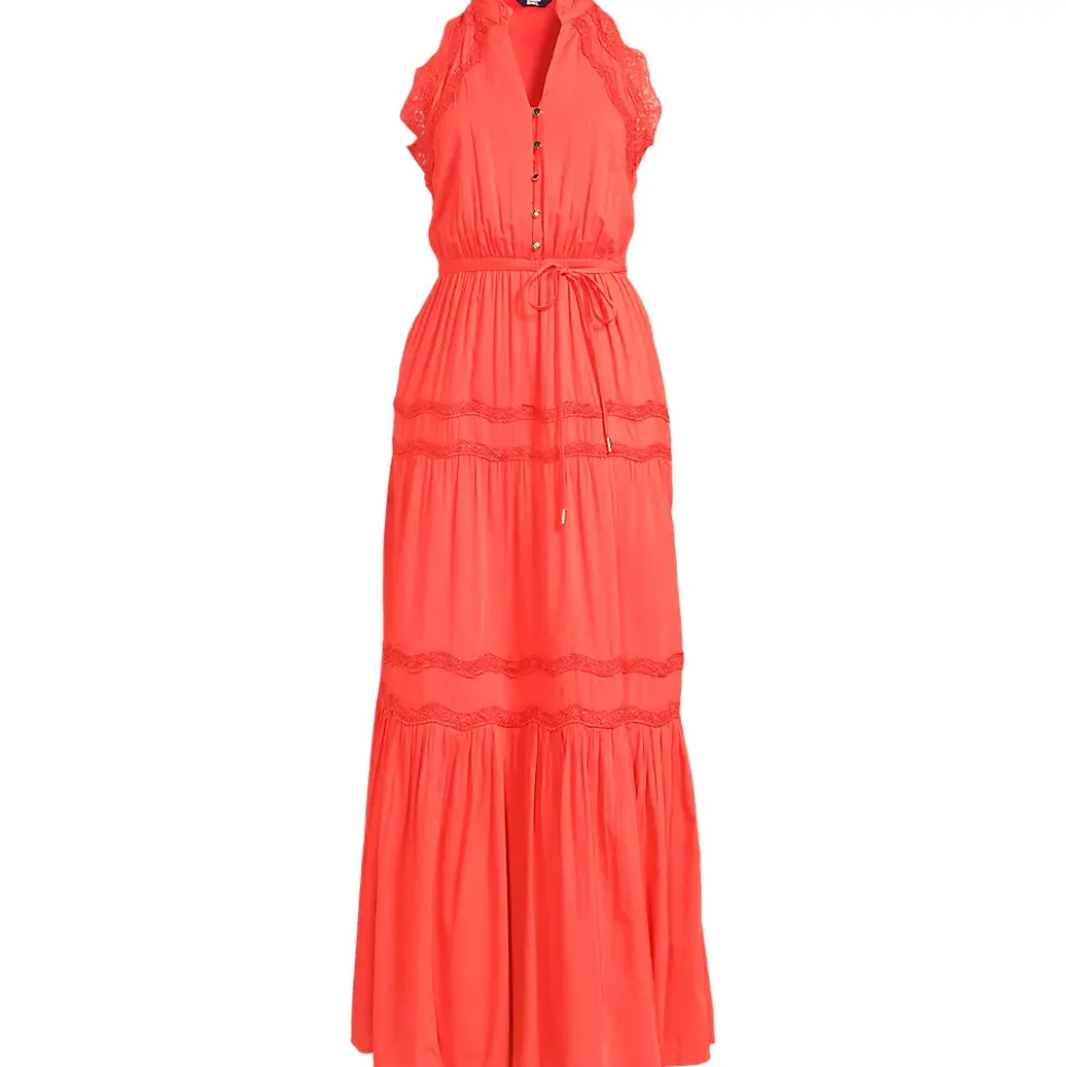 Women's Cotton Voile Halter Tiered Maxi Dress
