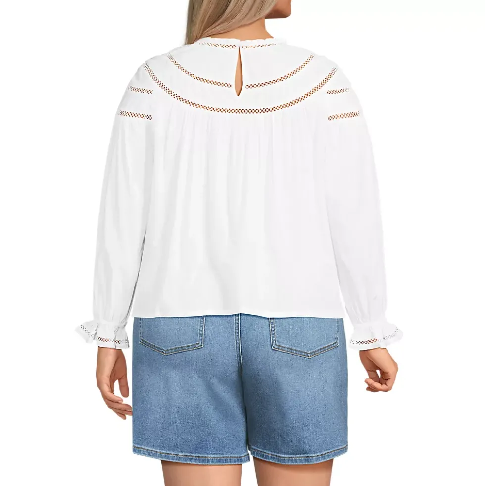 Women's Cotton Voile Long Sleeve Crew Neck Top